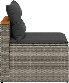 vidaXL Καναπέδες Κήπου Χωρίς Μπράτσα 2 τεμ. Γκρι Συνθ. Ρατάν &amp; Μαξιλ.