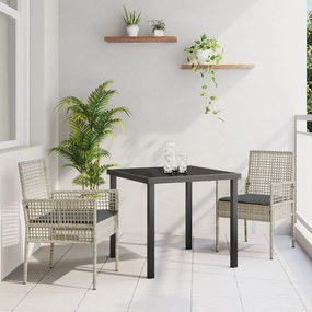 vidaXL Σετ Τραπεζαρίας Κήπου 3 Τεμαχίων με Μαξιλάρια Ανοιχτό Γκρι Πολυ Ρατάν
