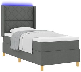 vidaXL Κρεβάτι με ελατήρια με στρώμα Γκρι 90 x 200 cm ύφασμα