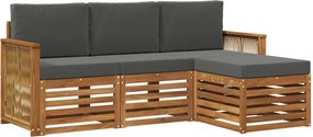 vidaXL Σειρά Καναπέ Εξωτερικού με μαξιλάρι 4 pcs Φυσικό και Ανθρακί