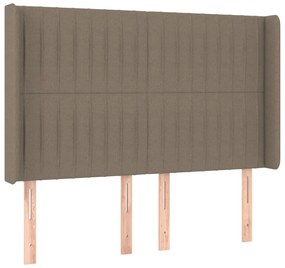vidaXL Κρεβάτι Boxspring με Στρώμα &amp; LED Taupe 140x200 εκ. Υφασμάτινο