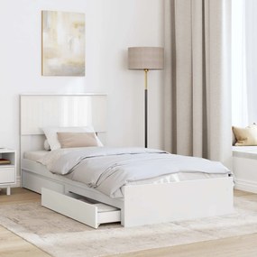 vidaXL Κρεβάτι Αποθήκης Λευκό 90 x 200 cm Επεξεργασμένο ξύλο