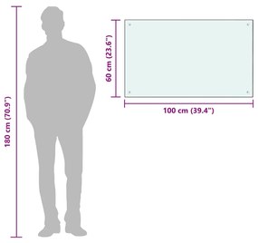 vidaXL Πλάτη Κουζίνας Λευκή 100 x 60 εκ. από Ψημένο Γυαλί