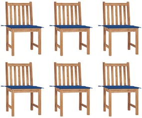 3073125 vidaXL Καρέκλες Κήπου 6 τεμ. από Μασίφ Ξύλο Teak με Μαξιλάρια Μπλε, 1 Τεμάχιο