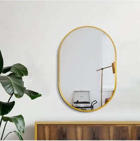 Stewehome Οβάλ καθρέφτης τοίχου με χρυσό πλαίσιο 40x27 cm