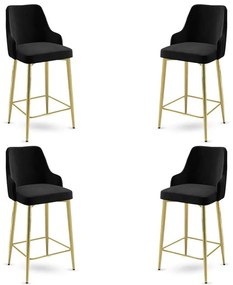 Σκαμπό Μπαρ Enox Babyface (Σετ 4Τμχ) 240CHR1349 45x43x105cm Black-Gold Μέταλλο,Ύφασμα