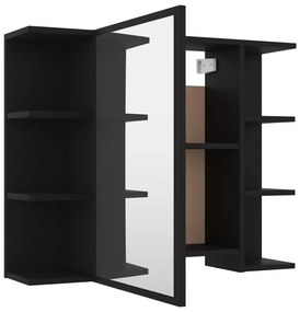 vidaXL Καθρέφτης Μπάνιου με Ντουλάπι Μαύρος 80x20,5x64 εκ. Επεξ. Ξύλο