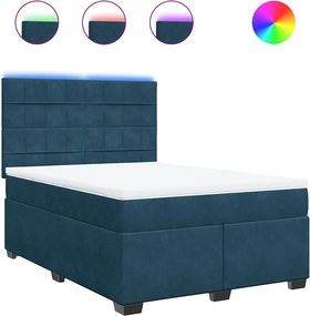vidaXL Κρεβάτι Boxspring με Στρώμα Μπλε 160x200 εκ. Βελούδινο