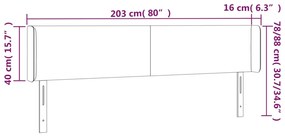 Κεφαλάρι με Πτερύγια Σκούρο Γκρι 203x16x78/88 εκ. Βελούδινο 3118555