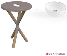 Scarabeo Cross 2501F0-9852 Sand (Μπεζ Ματ) Πάγκος Με Νιπτήρα Glam Λευκό Ø33εκ.