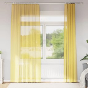 vidaXL Κουρτίνες Voile με Θήκες Ράβδου 2 τεμ. Κίτρινες