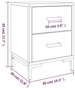 Κομοδίνα 2 τεμ. 36 x 30 x 45 εκ. από Μασίφ Ξύλο Πεύκου - Καφέ