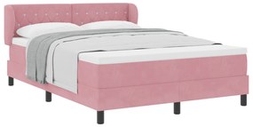 vidaXL Κρεβάτι Box Spring με Ροζ Μαξιλάρι 140x190 εκ. Βελούδο