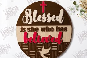 Σετ των 2 Intra απο ξύλο plywood 3mm-4mm πάχος Χριστιανική στρογγυλή πινακίδα τοίχου |CNC Δίασταση 30x20 cm INTRAFABR-120961773