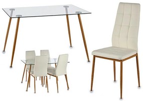 Σετ Τραπέζι με 4 Καρέκλες Gift Decor Davi 70 x 75 x 120 cm Μέταλλο Κρυστάλλινο