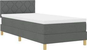 vidaXL LED Κρεβάτι με βάθρο Σκούρο Γκρι 100 x 200 cm ύφασμα