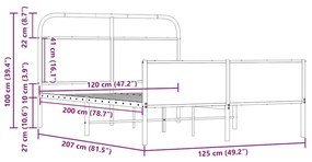 Πλαίσιο Κρεβατιού Χωρ. Στρώμα Sonoma Δρυς 120x200εκ. Επ. Ξύλο - Καφέ