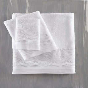 Πετσέτες Σετ 3τμχ Anika White Ρυθμός Σετ Πετσέτες 80x150cm 100% Cotton
