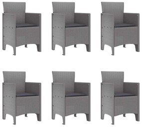 vidaXL Σέτ φαγητού για κήπο 7 pcs Ανοιχτό γκρι Rattan Polt