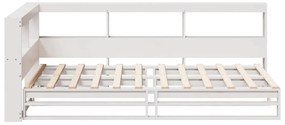 vidaXL Κρεβάτι Βιβλιοθήκη Χωρίς Στρώμα Λευκό 75x190 εκ Μασίφ Πεύκο