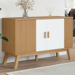vidaXL Μπουφές OLDEN Λευκό &amp; Καφέ 114x43x73,5 εκ. Μασίφ Ξύλο Πεύκου