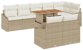 vidaXL Σετ Καναπέ Κήπου με αποθήκευση 9 pcs Μπεζ Πολυ ράταν