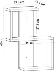 Ραφιέρα τοίχου Octa Megapap χρώμα λευκό 45x16,4x60εκ.