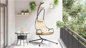 vidaXL Κρεμαστή καρέκλα αυγό Μπεζ 94 x 107 x 196,5 εκ. Ατσάλι