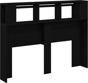 vidaXL LED κεφαλάρι με ράφι Μαύρη Οξυά 140 x 18,5 x 103,5 εκ