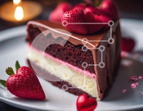 Σετ των 2 Intra Συλλεκτικό Ξύλινο Παζλ Plywood  4mm - Φέτα κέικ σοκολάτας με φράουλες Σε Ξύλινο Κουτί - Διαστάσεις: 10x10 cm – 25 κομμάτια