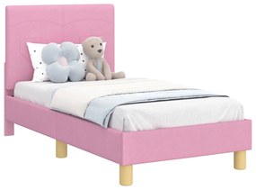 vidaXL Κρεβατική βάση για παιδιά με προσκέφαλο Ροζ 70 x 140 cm ύφασμα