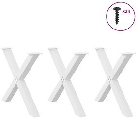 vidaXL Πόδια Τραπεζαρίας σε Σχήμα Χ 3 τεμ. Λευκά 90x(72-73) εκ. Ατσάλι