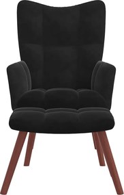 vidaXL Πολυθρόνα Relax Μαύρη Βελούδινη με Σκαμπό