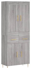 vidaXL Ντουλάπι Γκρι Sonoma 69,5 x 34 x 180 εκ. Επεξεργασμένο Ξύλο