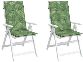 Μαξιλάρια Καρέκλας με Ψηλή Πλάτη 2 τεμ Σχέδιο Φύλλων Υφασμάτινα - Πράσινο