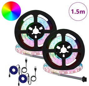 vidaXL Λωρίδα LED 2 pcs Μαύρο και Διαφανές 750 χιλ Χαλκός και Πλαστικό