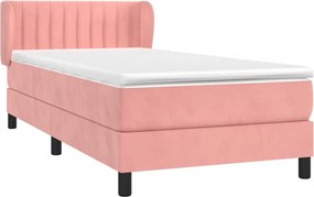 vidaXL Κρεβάτι Boxspring με Στρώμα Ροζ 90x200 εκ. Βελούδινο
