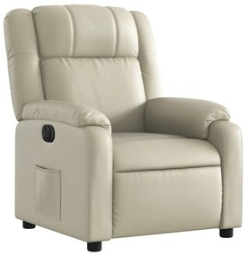vidaXL Πολυθρόνα Ανακλινόμενη Ηλεκτρική Κρεμ από Συνθετικό Δέρμα