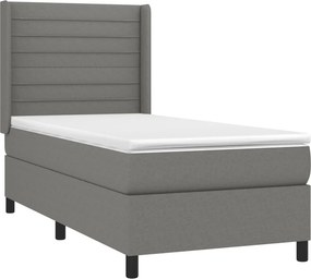 vidaXL Κρεβάτι Boxspring με Στρώμα Σκούρο Γκρι 80x200 εκ. Υφασμάτινο
