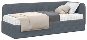 vidaXL Κρεβάτι Γωνίας με στρώμα Σκούρο Γκρι 80 x 200 cm Βελούδο