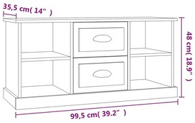 Έπιπλο Τηλεόρασης Γκρι Σκυρ. 99,5x35,5x48 εκ. Επεξ. Ξύλο - Γκρι