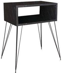 Κομοδίνο Naida pakoworld μαύρο μαρμάρου μελαμίνης 45x30x59εκ