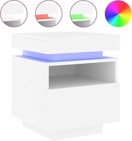 vidaXL Κομοδίνο με Φώτα LED Λευκό 40 x 39 x 48,5 εκ.