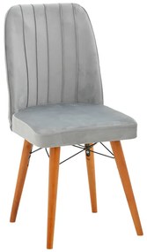 Καρέκλα Vespera I pakoworld βελούδο γκρι-καρυδί πόδι