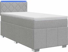 vidaXL Κρεβάτι box spring με στρώμα Ανοιχτό γκρι 90 x 200 cm Ύφασμα