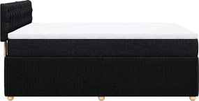 vidaXL Κρεβάτι Boxspring με Στρώμα Μαύρο 140x190 εκ. Υφασμάτινο