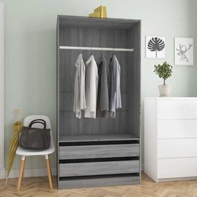 vidaXL Ντουλάπα Γκρι Sonoma 100x50x200 εκ. από Επεξεργασμένο Ξύλο