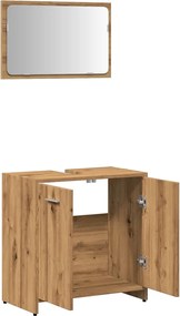 vidaXL Ντουλάπι μπάνιου με καθρέφτη Ξύλο Τεχνικής Δρυς