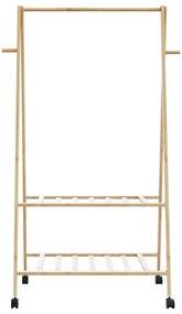 Ράφι ρούχων με ράφια και ρόδες 96x45,5x155,5 cm Μπαμπού - Καφέ