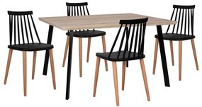 ΣΕΤ 5ΤΜΧ ΤΡΑΠΕΖΙ 140x80x76 cm SONAMA & ΚΑΡΕΚΛΕΣ VANESSA ΜΑΥΡΕΣ ΜΕΤΑΛΛΙΚΑ ΠΟΔΙΑ HM11037